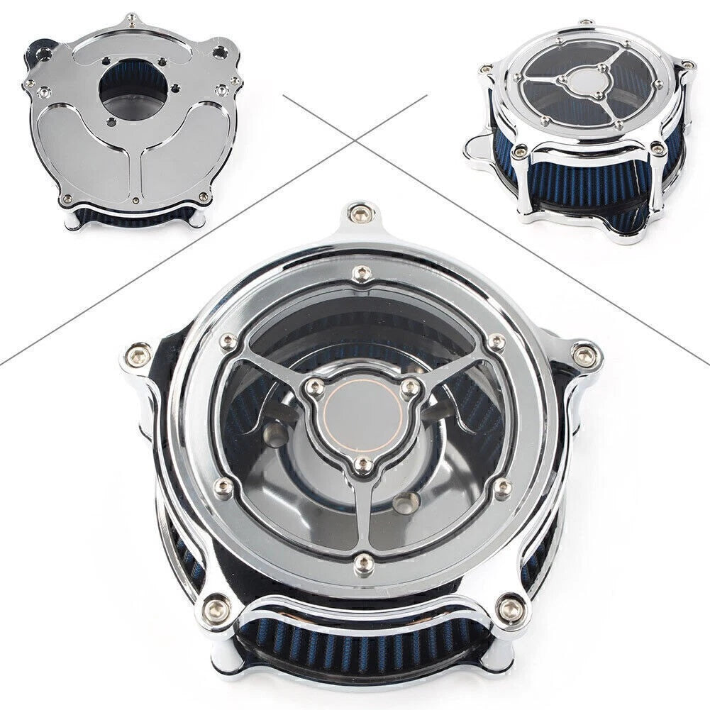 Air Cleaner Intake Filter for Harley Dyna Softail Touring Glide (Chrome)