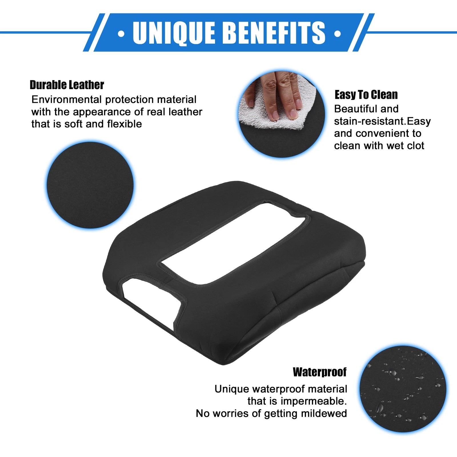 Armrest Protector Cover Pad Replacement for GMC Sierra (2014–2017) Black