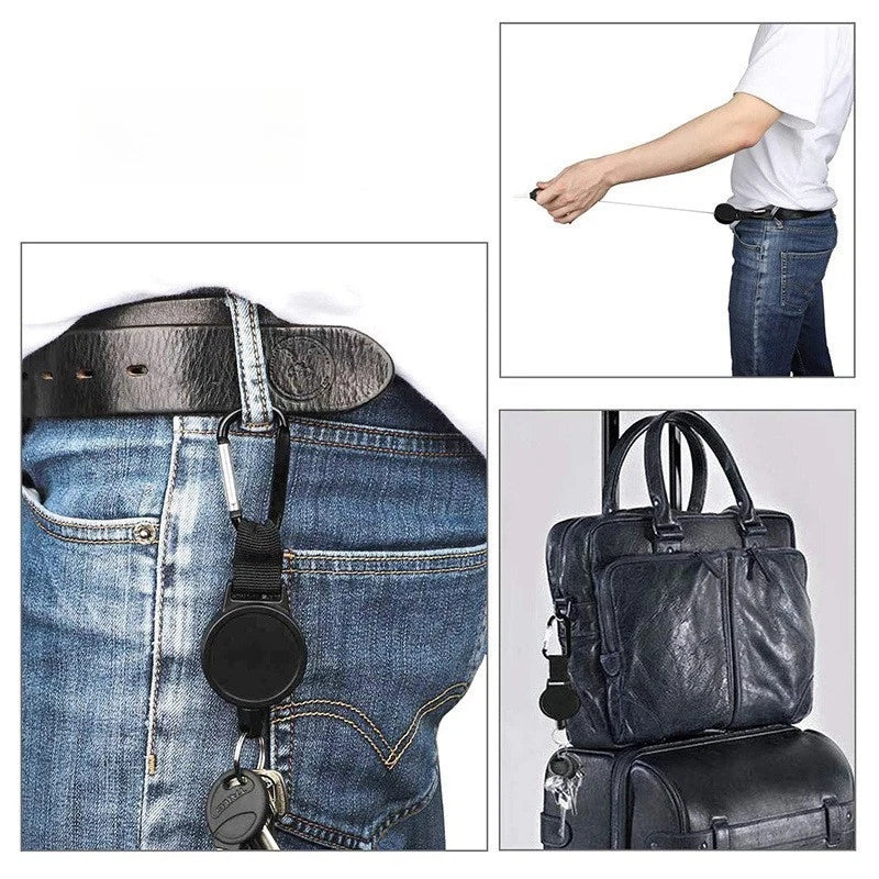 Retractable Keychain with Steel Cable and Clip for Personal Items