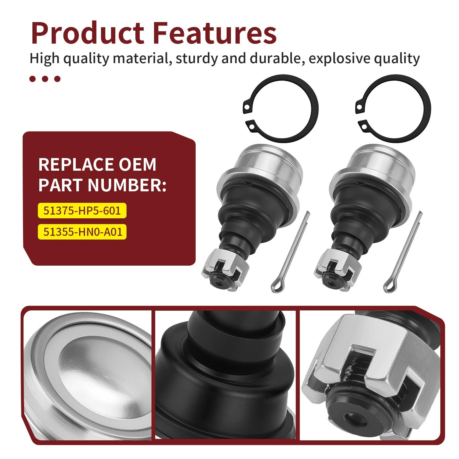 2Pcs Ball Joints for Honda Rancher Foreman Rubicon Rincon Pioneer