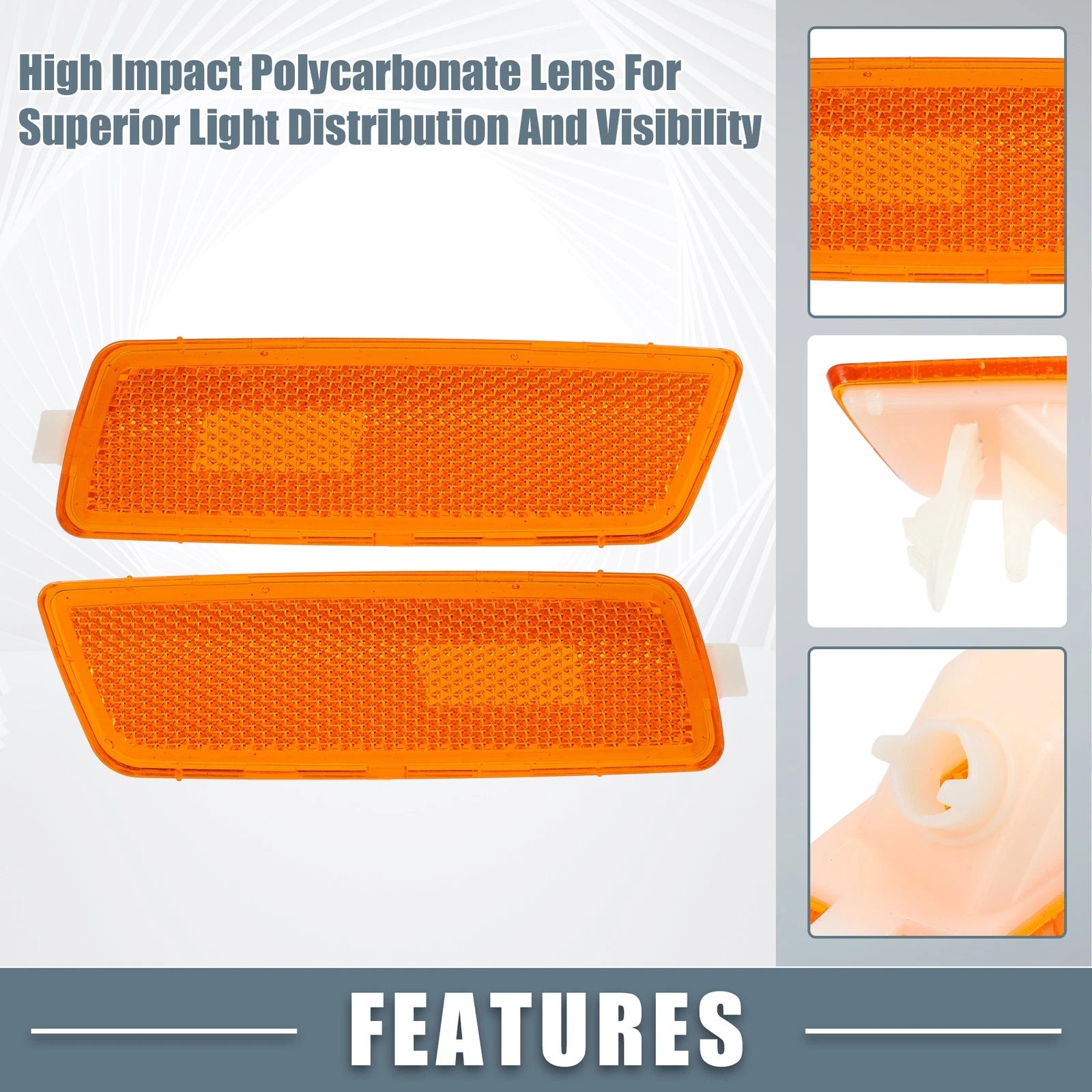 Front Bumper LED Side Marker Lights Cover Set for Volkswagen Jetta Yellow (1 Pair)
