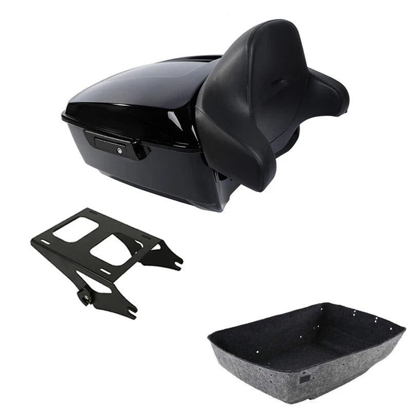 King Trunk Backrest Pad Mount Rack for Harley Touring Road Glide (2014–2026)