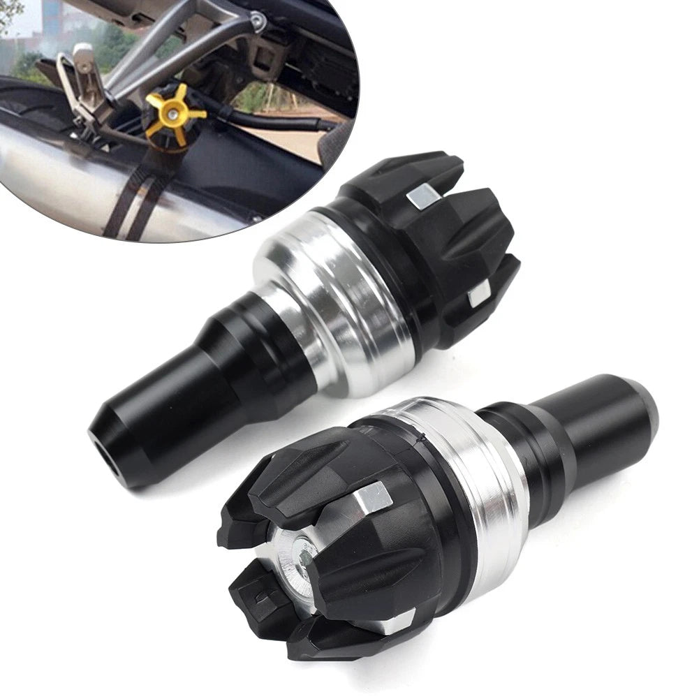 Universal Motor Exhaust Frame Slider Bolt Anti Crash Protector Silver