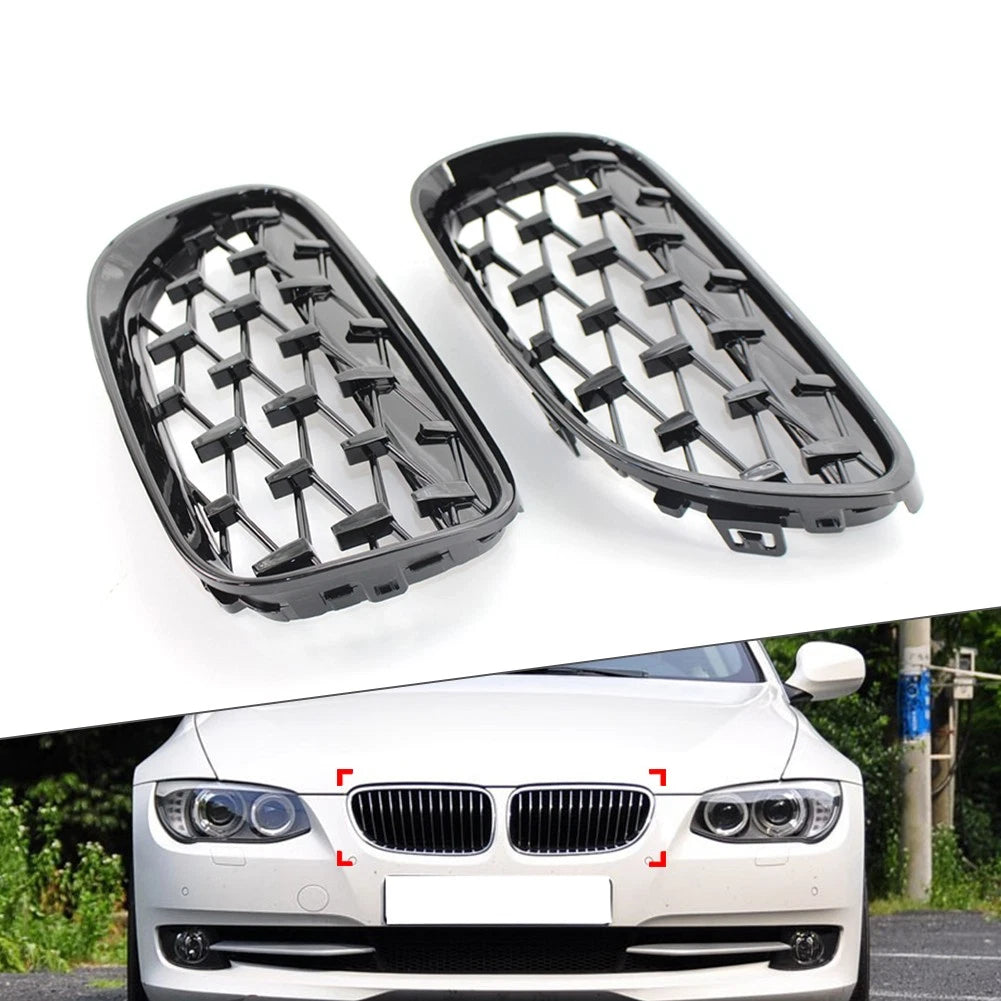 Glossy BLK Front Kidney Grill Diamond Grille For BMW 3 Series E92 E93 2010-2013