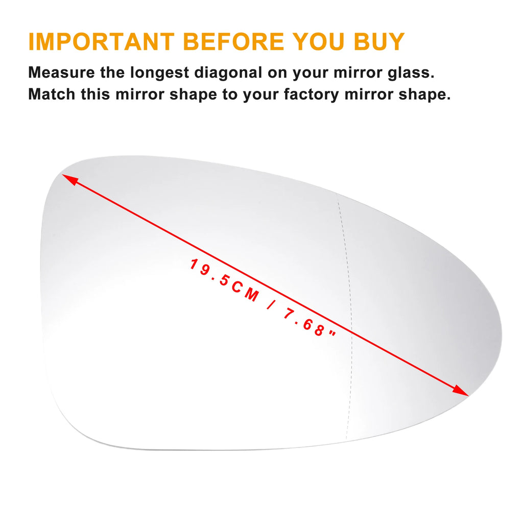 Right Side Heated White Mirror Glass for Porsche Macan (2014–2018)