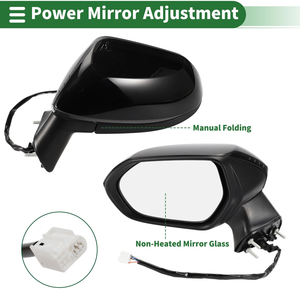 Left Side Door Mirror Replacement for Toyota Corolla Manual Folding Gloss Black (2005–2015)