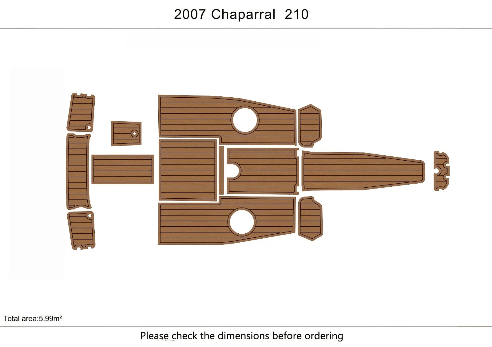 EVA Pad Foam Teak Deck Flooring for Chaparral 210 (2005)