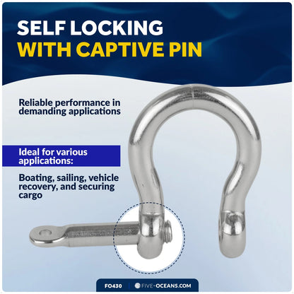 5/8" Screw Pin Bow Anchor Shackles for Five Oceans (AISI316)
