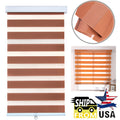 Zebra Roller Blinds for 48" Windows (Cordless, Dual Layer, Sheer Privacy)