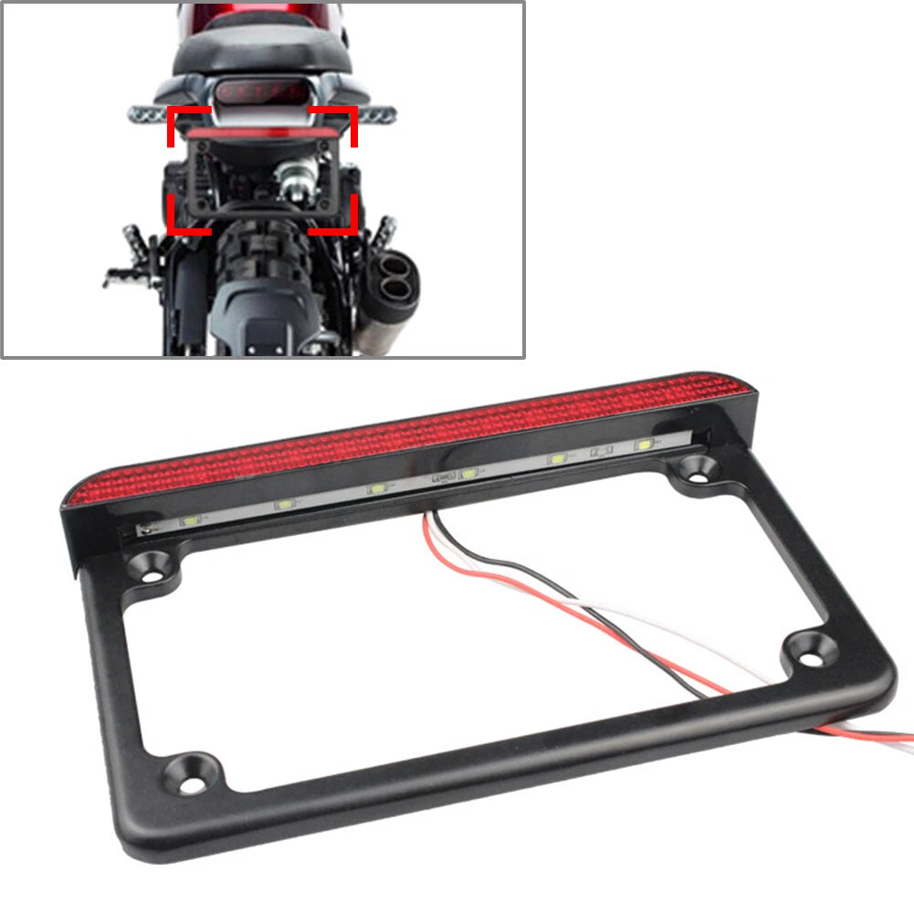 Motorcycle License Plate Frame with LED Light for Motorcycle