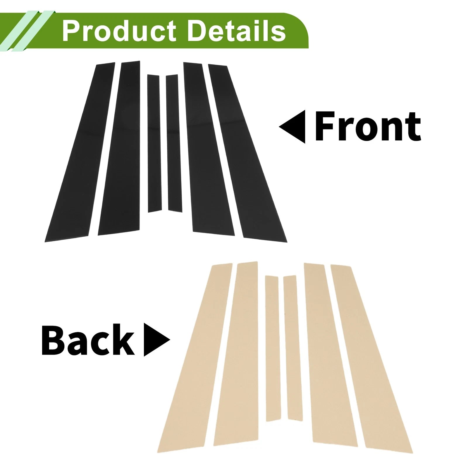 6 Pcs Door Pillar Window Trim Replacement for BMW 5-Series (2004–2010) Black