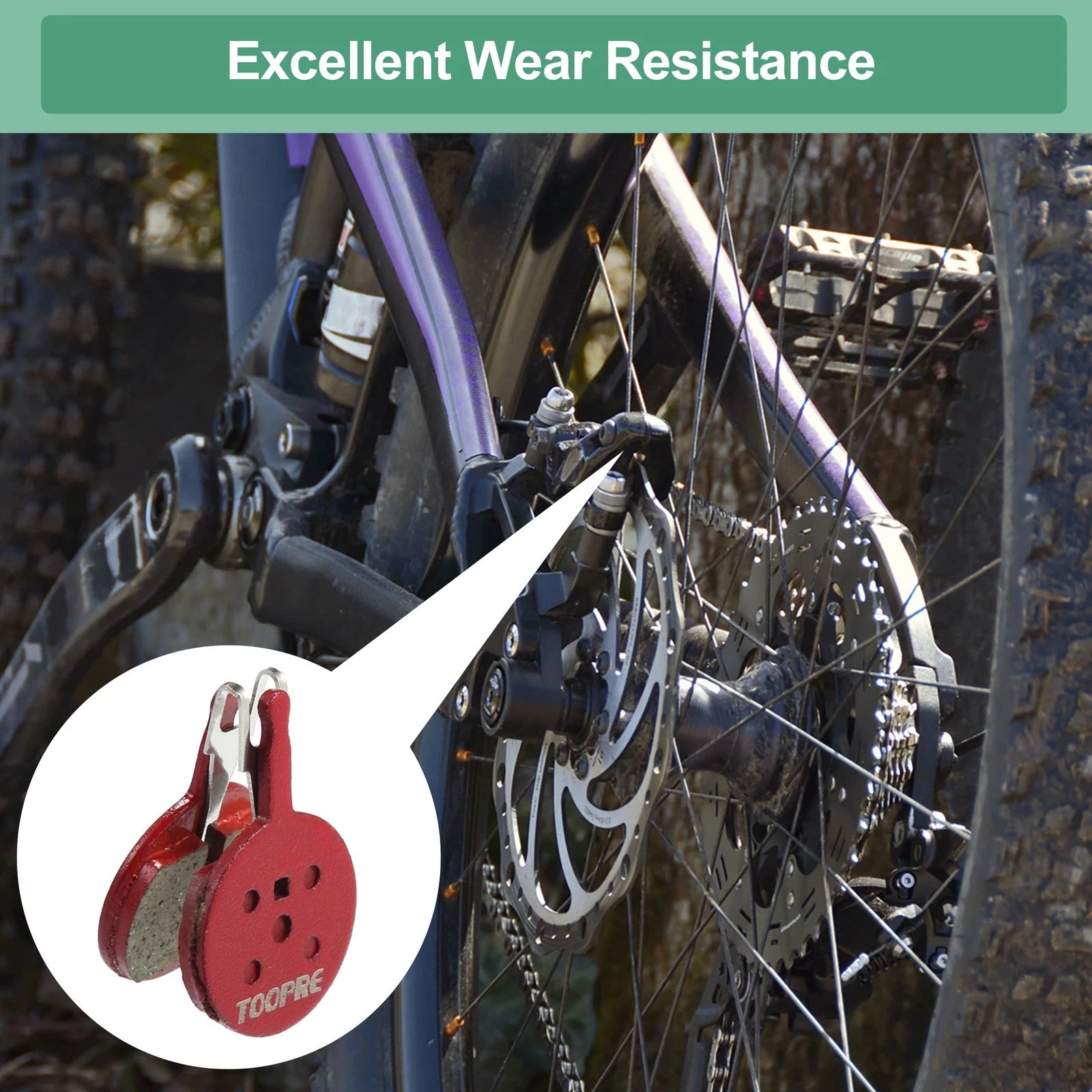 Brake Pads Replacement Resin Pair with Springs for Bike Bicycle (Red)