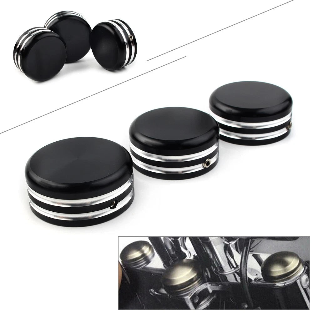 3X Upper Fork Stem Nut Cover for Harley Sportster 883 (2004–2023)