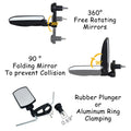 2X Black 7/8" 22mm Rectangle CNC Motorcycle Rear View Mirrors for
