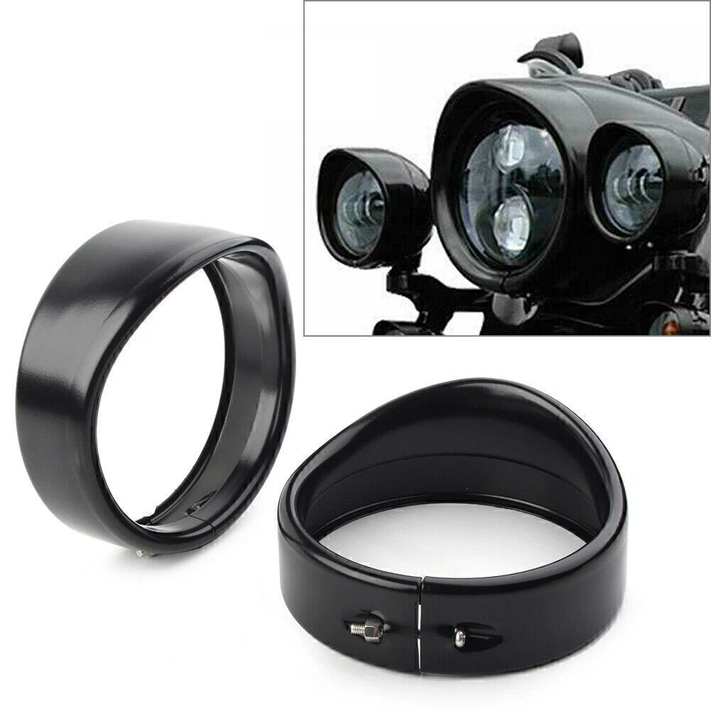 4.5" Passing Lights Lamp Trim Ring Bezel Visor Cover Fit Harley FLHT FLHR Black