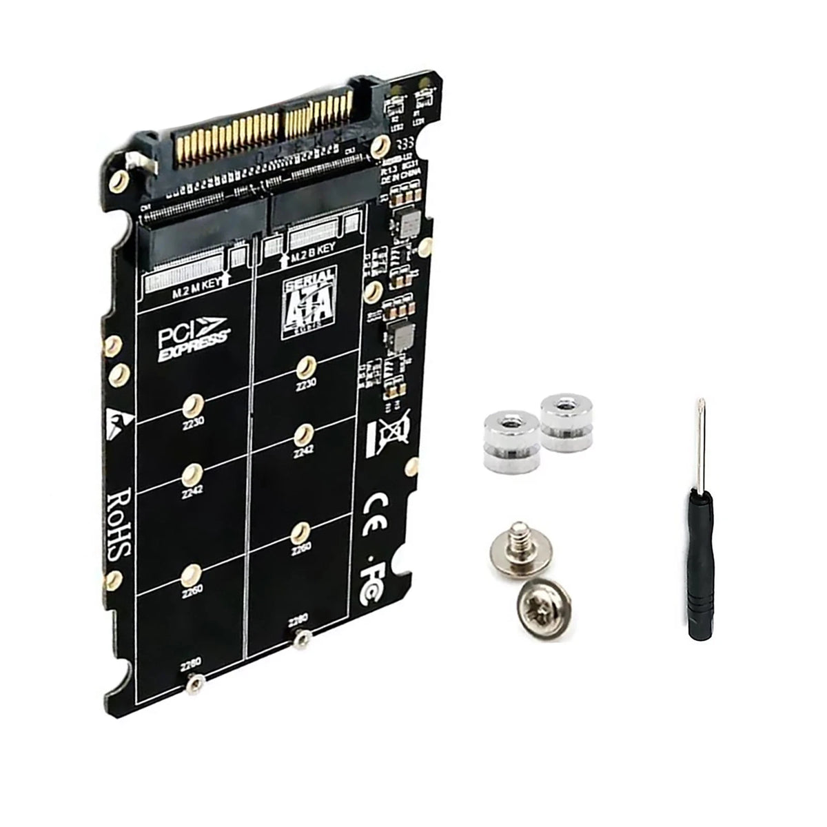 M.2 NVME SSD Key M + NGFF SATA SSD Key B to U.2 SFF-8639 Adapter
