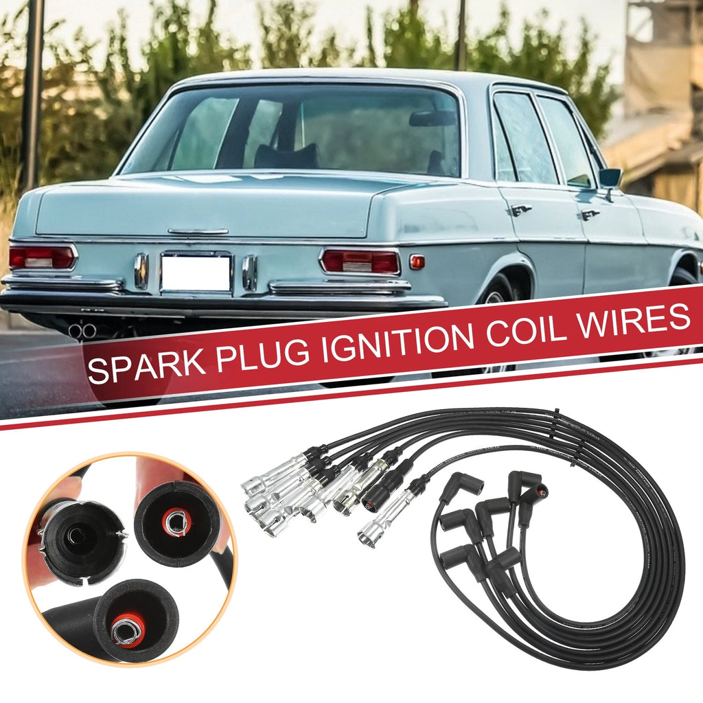 7pc Ignition Coil Spark Plug Wire Set for Mercedes W114 W123 (1973–1976)