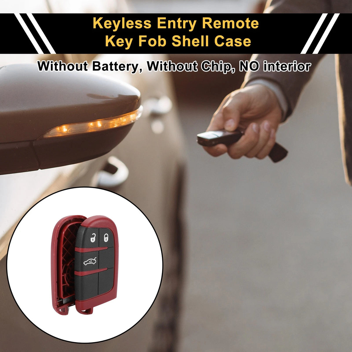 3 Button Key Fob Shell Case Replacement for Dodge Charger (2017–2019)