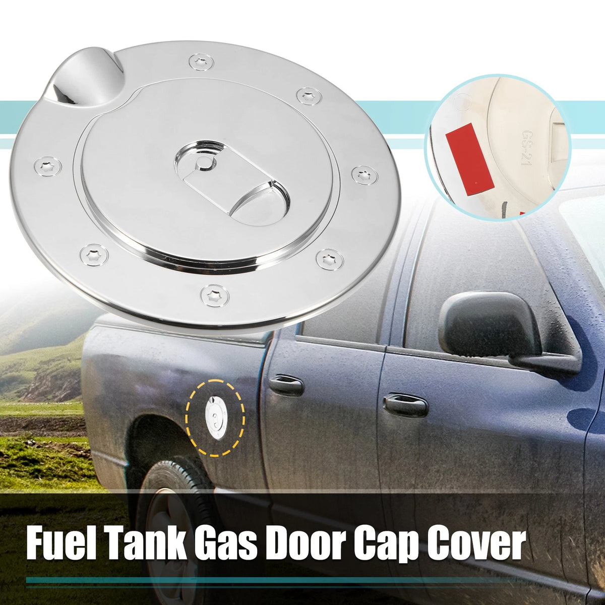 Chrome Plated Fuel Tank Filler Cap Cover Decoration for Dodge Ram 1500 (2010–2024)