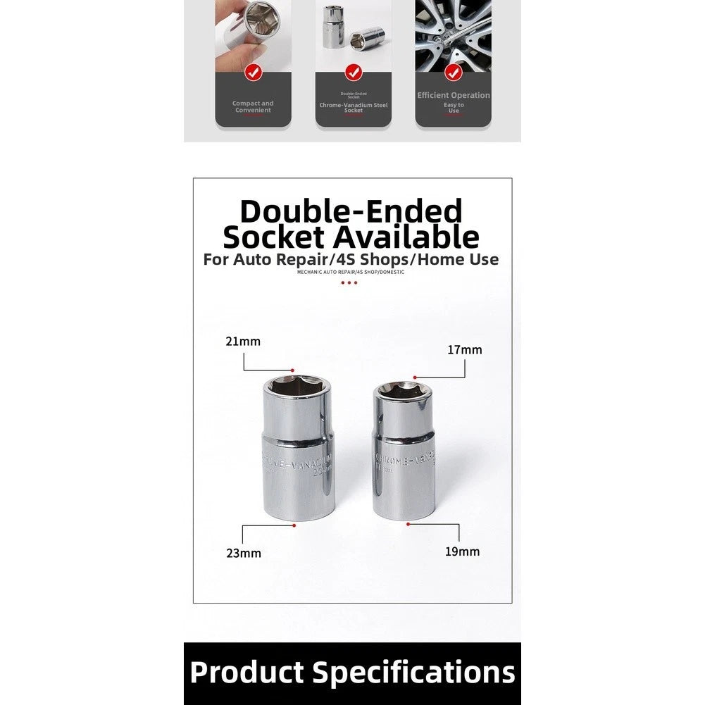 Double Headed Socket Wrench 17 19 21 with Chrome Vanadium Steel