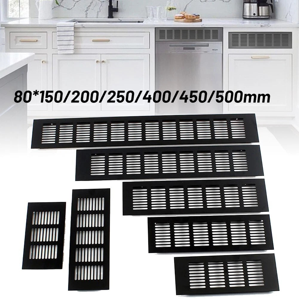 Black Alloy Rectangular Air Vent Grille for Cabinets/Wardrobes