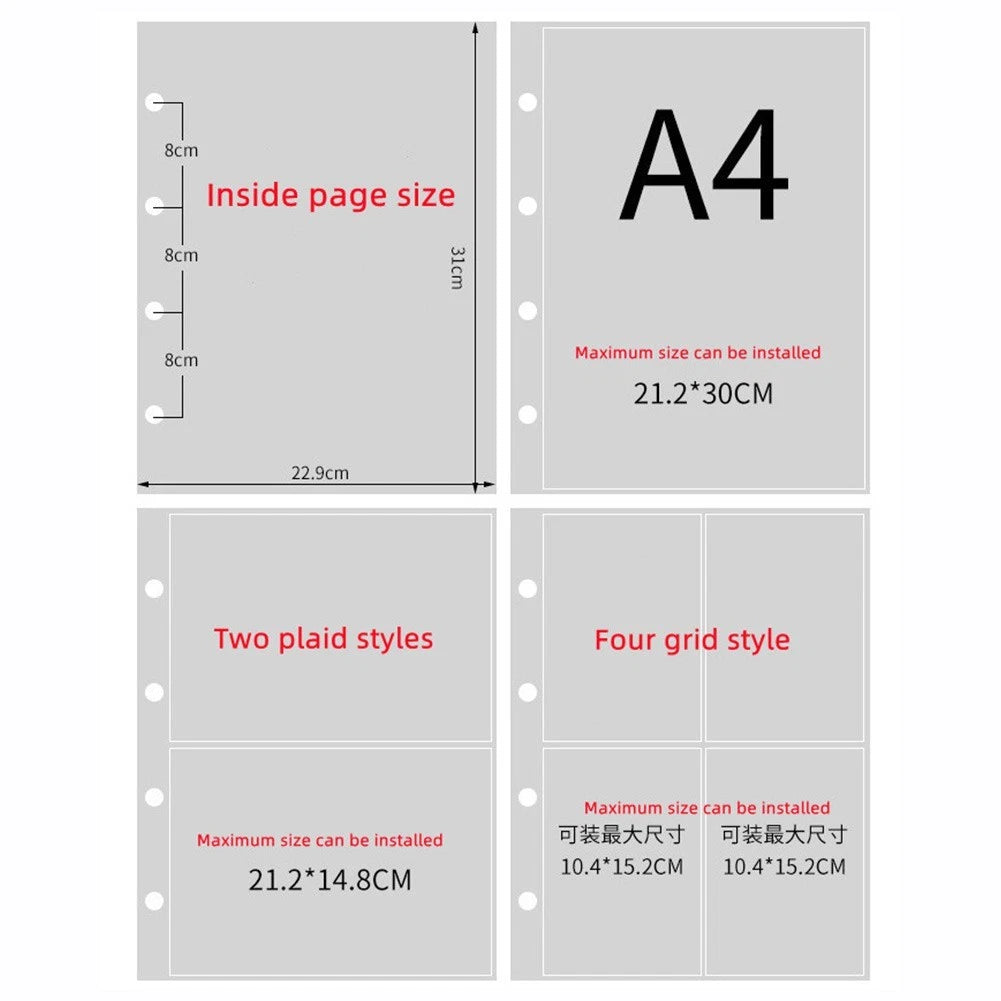 Set of 4 A4 Binder Sleeves for Photo Album