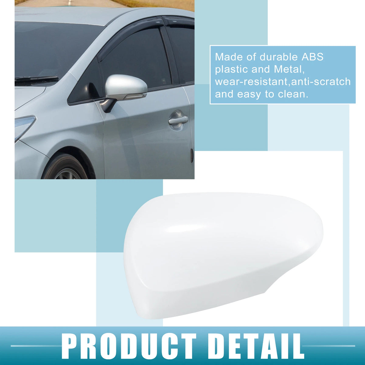 Set of 3 Left Rearview Mirror Covers for Toyota Prius C (2012–2018) No.8794552170B White