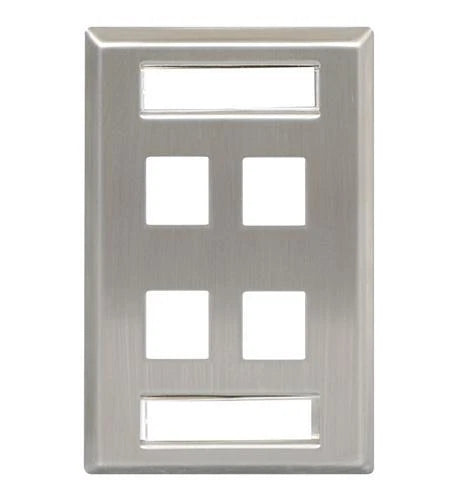 Faceplate for ICC IC107S04SS (1-gang, 4-port, Stainless)