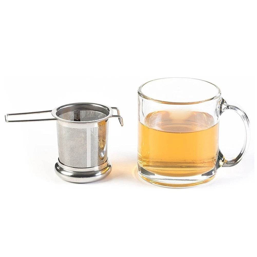 304 SS Fine Mesh Tea Strainer with Leak-Proof Lid and Dual Handles