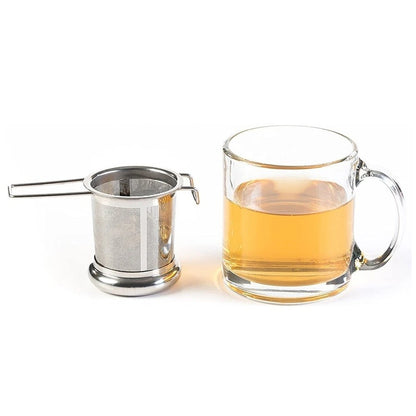 304 SS Fine Mesh Tea Strainer with Leak-Proof Lid and Dual Handles