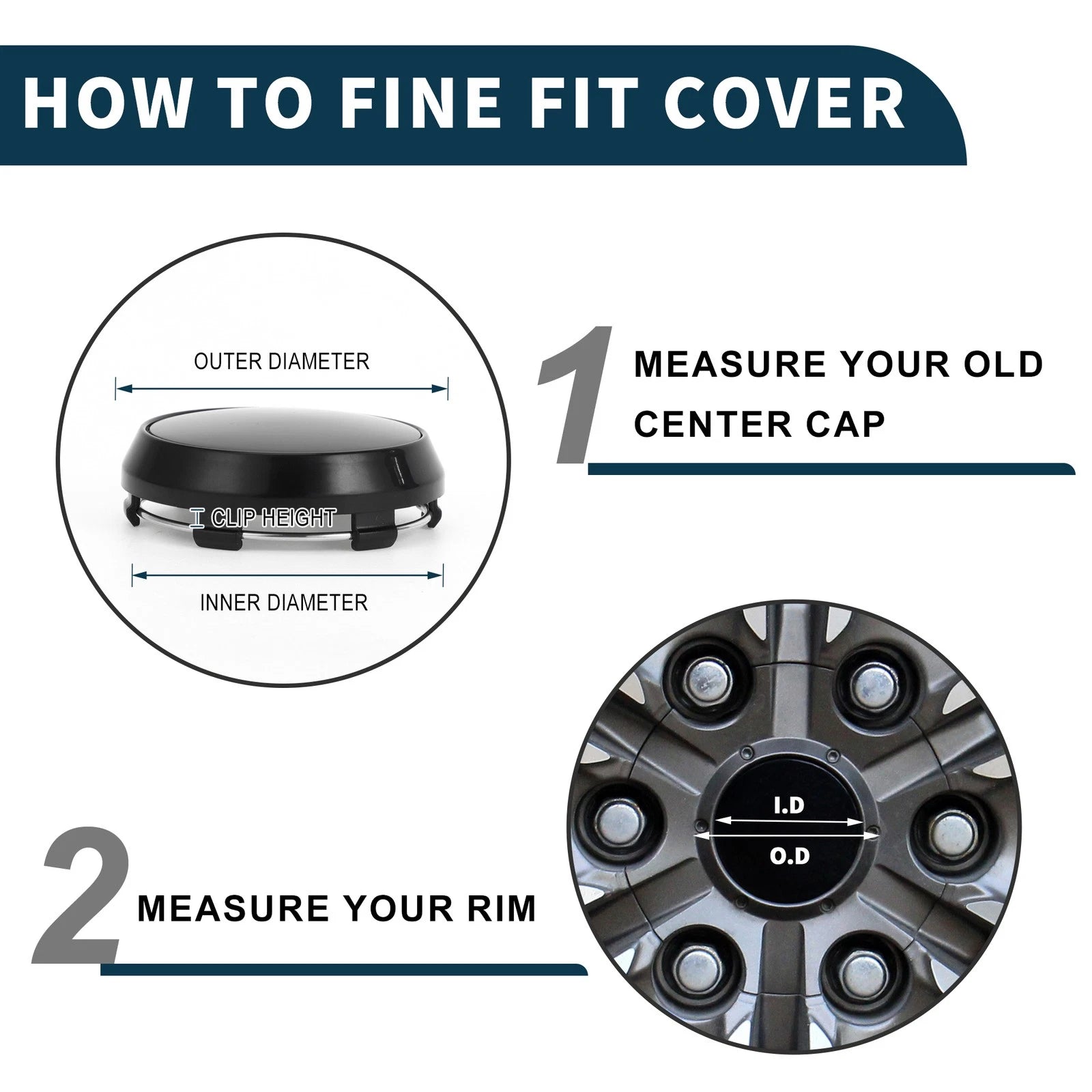 Wheel Center Caps for (68mm/2.68", Black, 1Pc)