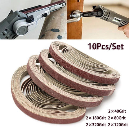 Set of 10 Sanding Belts 13x457mm 40 80 120 180 320 Grit