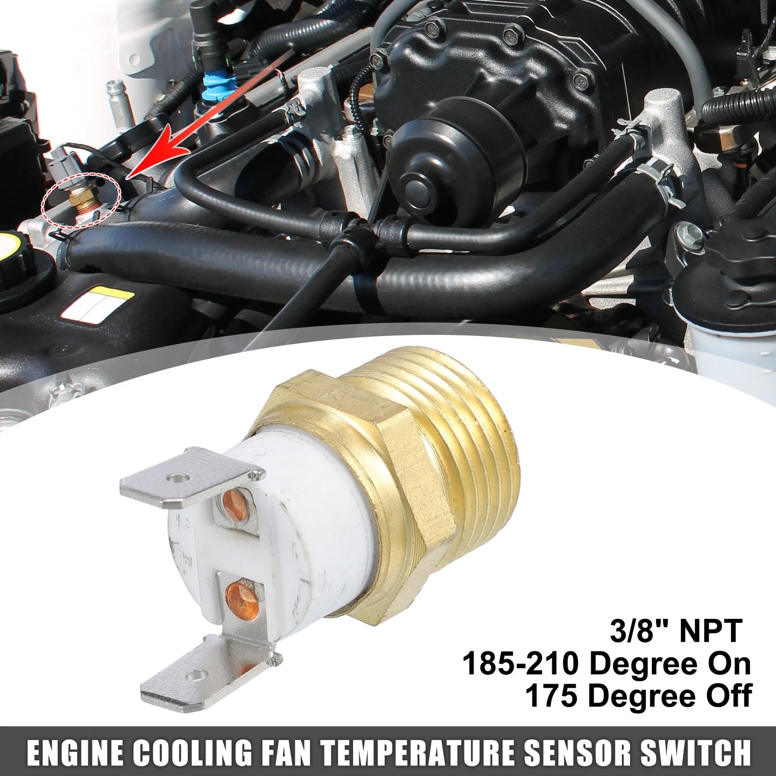 Radiator Sensor Switch for Car (195-210 Degrees On, 175 Degrees Off)