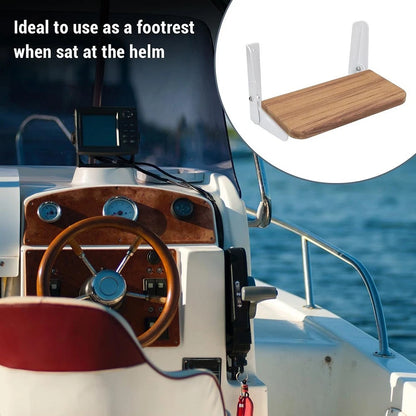 Foldable Teak Wood Step Board for Boat Helm with Aluminum Frame