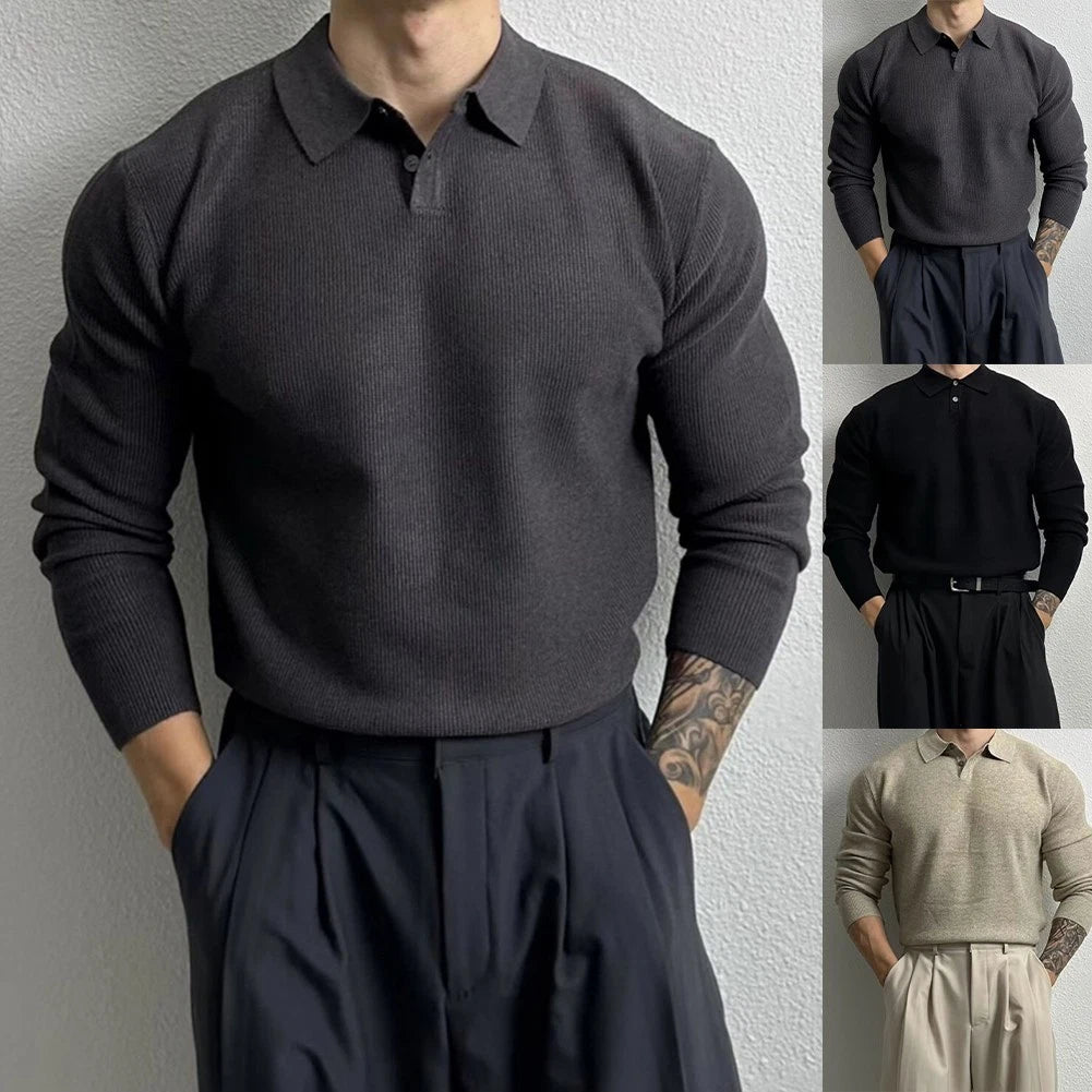 Set of 4 Solid Color Knitted Pullover Sweaters for Polo
