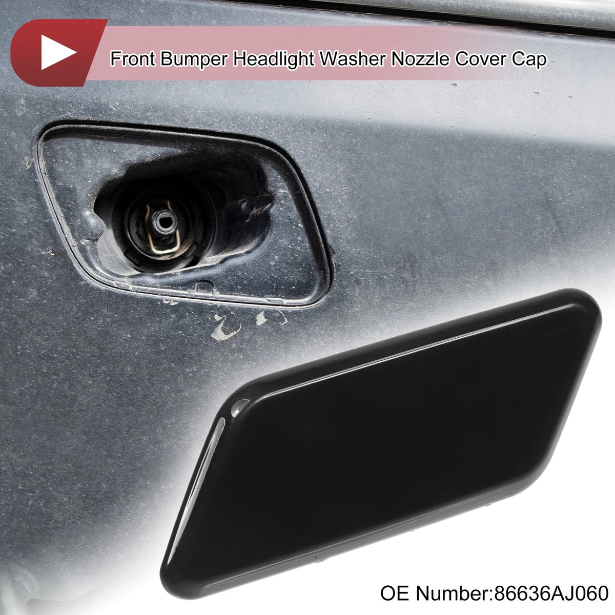 Front Left Washer Nozzle Cover Cap for Subaru Outback (2010–2012) Black
