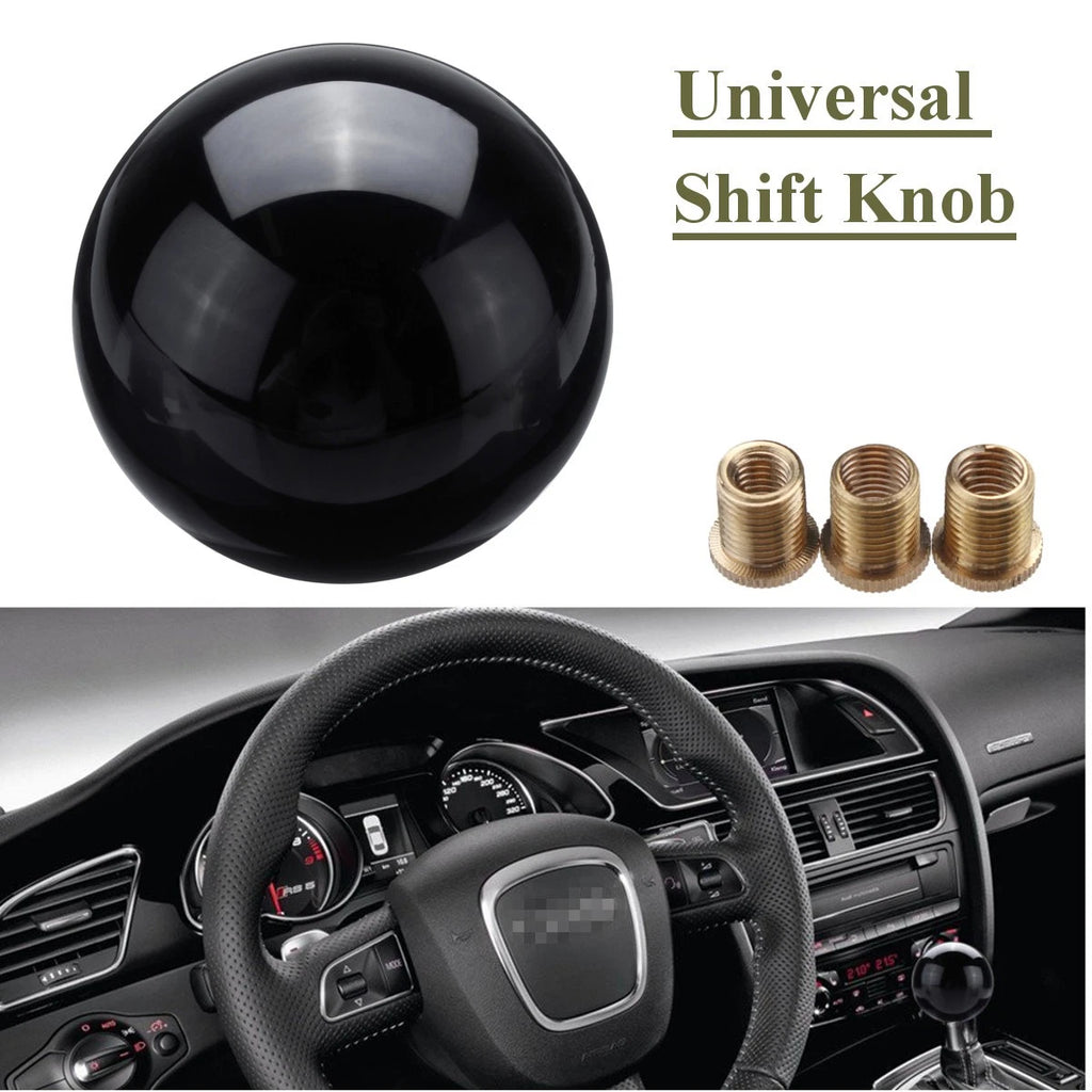 Black Round Ball Shift Knob for Universal Gear Shifter with 3 Adapters