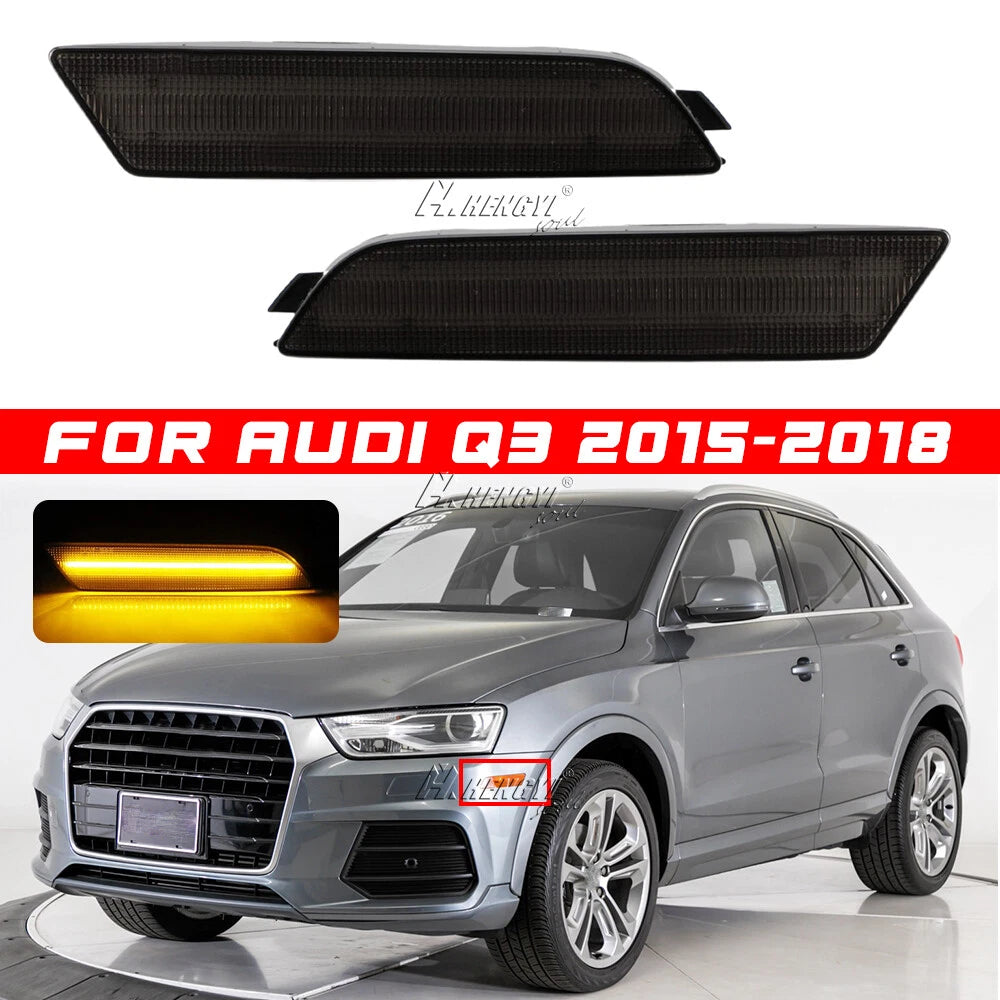 Pair LED Front Bumper Side Marker Light for Audi Q3 (2015–2018) Smoked