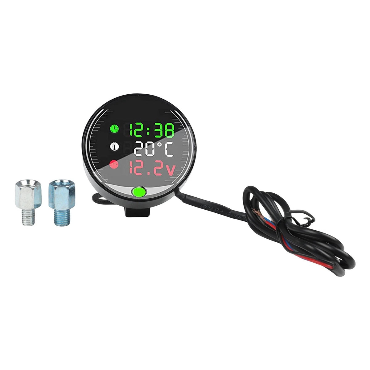 LED Motorcycle Voltmeter 9 24V Digital Display Ambient Temperature Meter