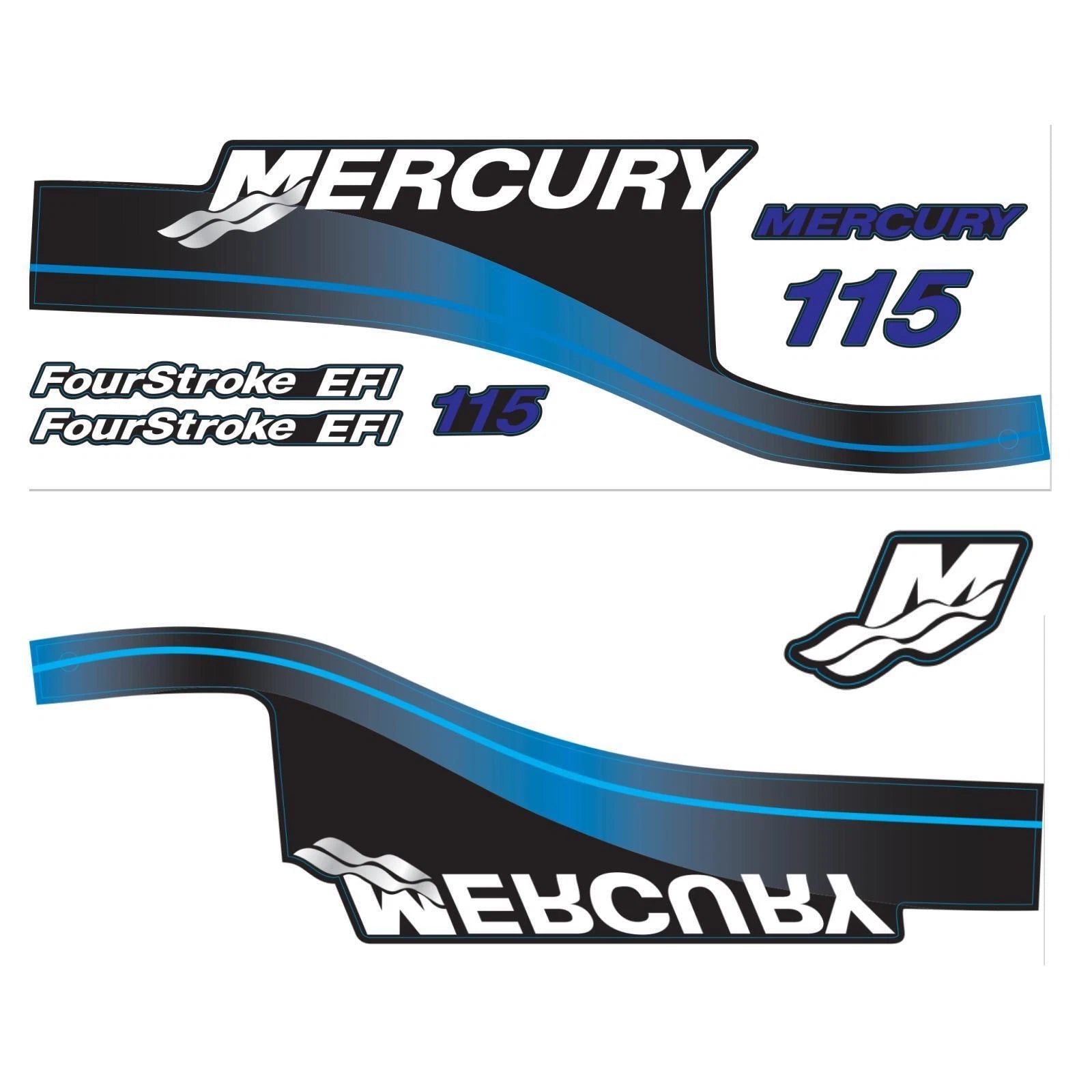 Outboard Motor Decals for Mercury 115hp (Top Cover, M Domed Sticker)
