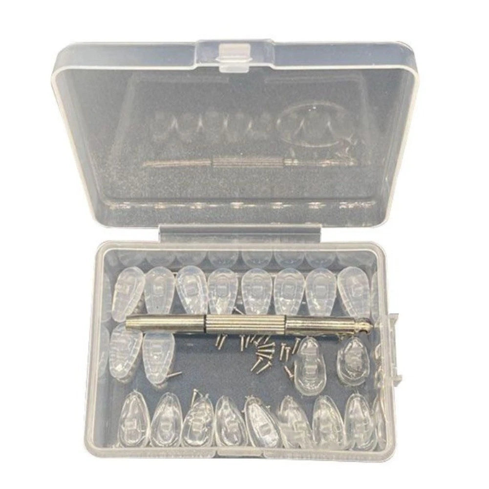 Eyeglasses Repair Kit with Silicone Nose Pads and Storage Box Set