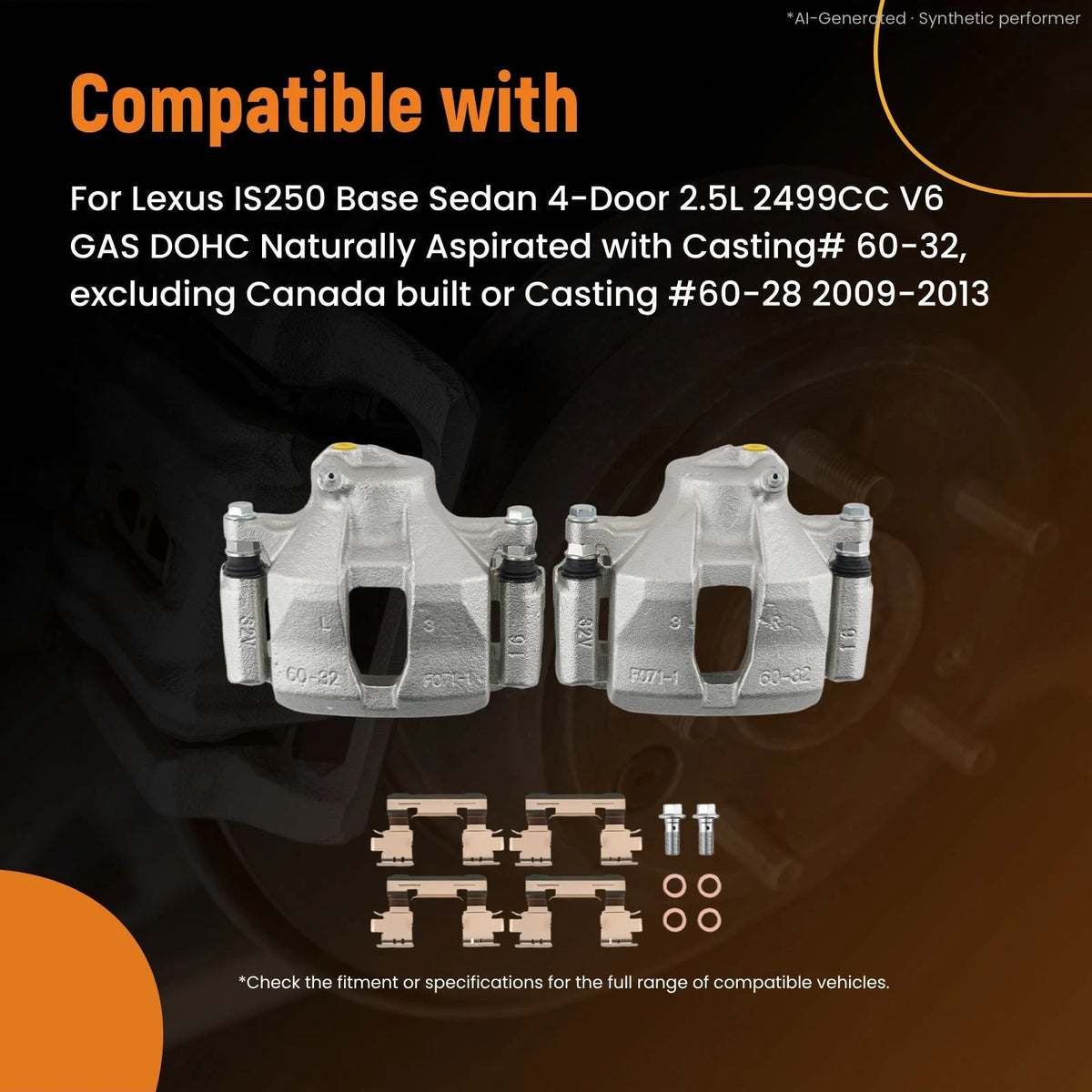 Front Disc Brake Calipers Set of 2 for Lexus IS250 (2009–2015)/GS300 (2006) 19-B6041