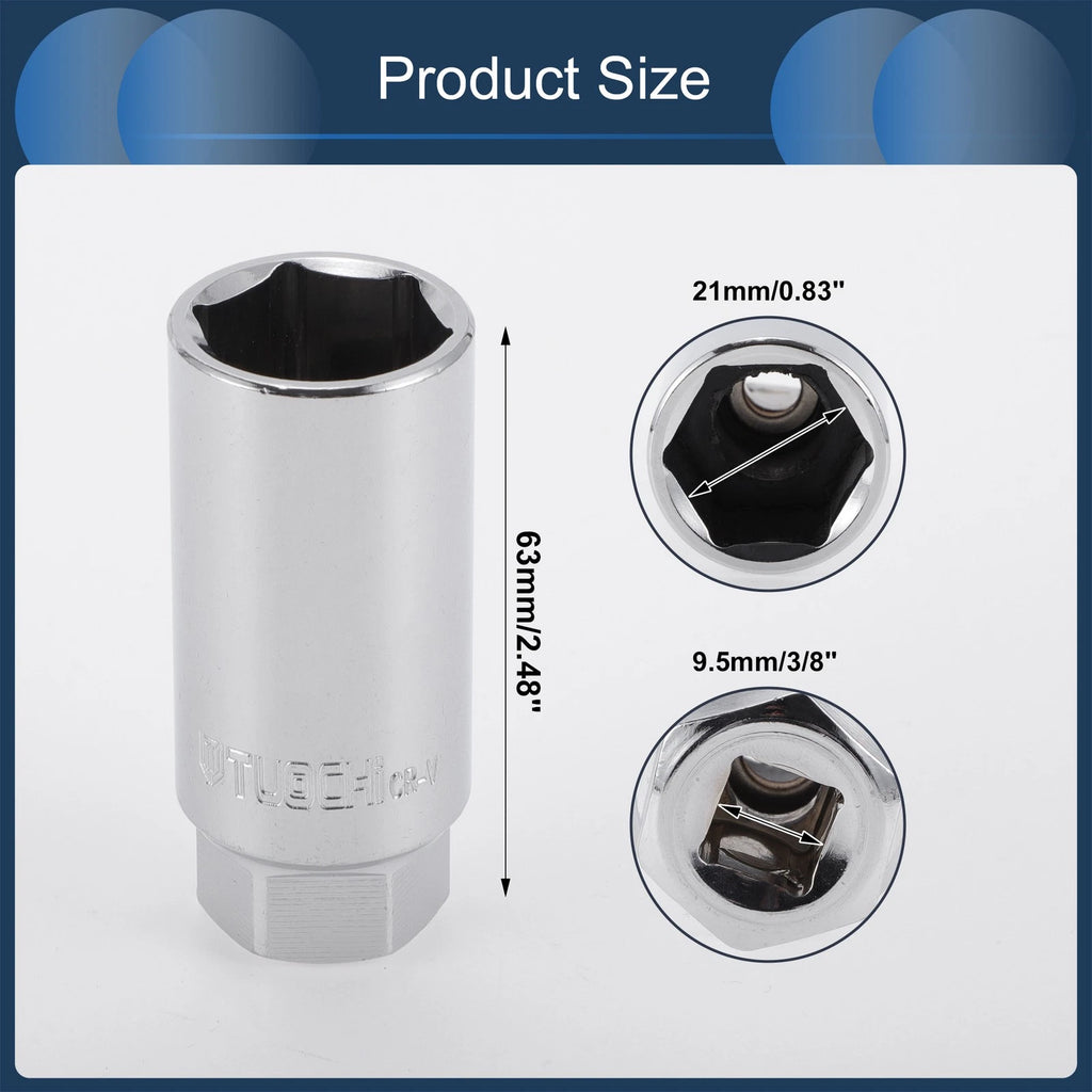 21mm 3/8 Inch Drive Spark Plug Impact Socket 6 Point CR-V for Universal
