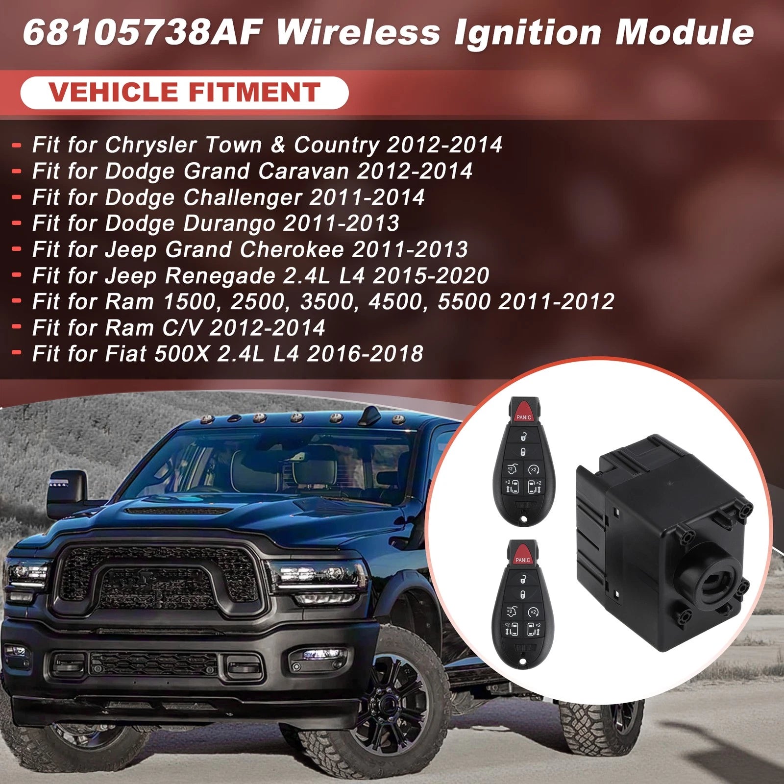 Ignition Module Switch with Key Fob for Ram 1500 2500 3500 (2011–2012)
