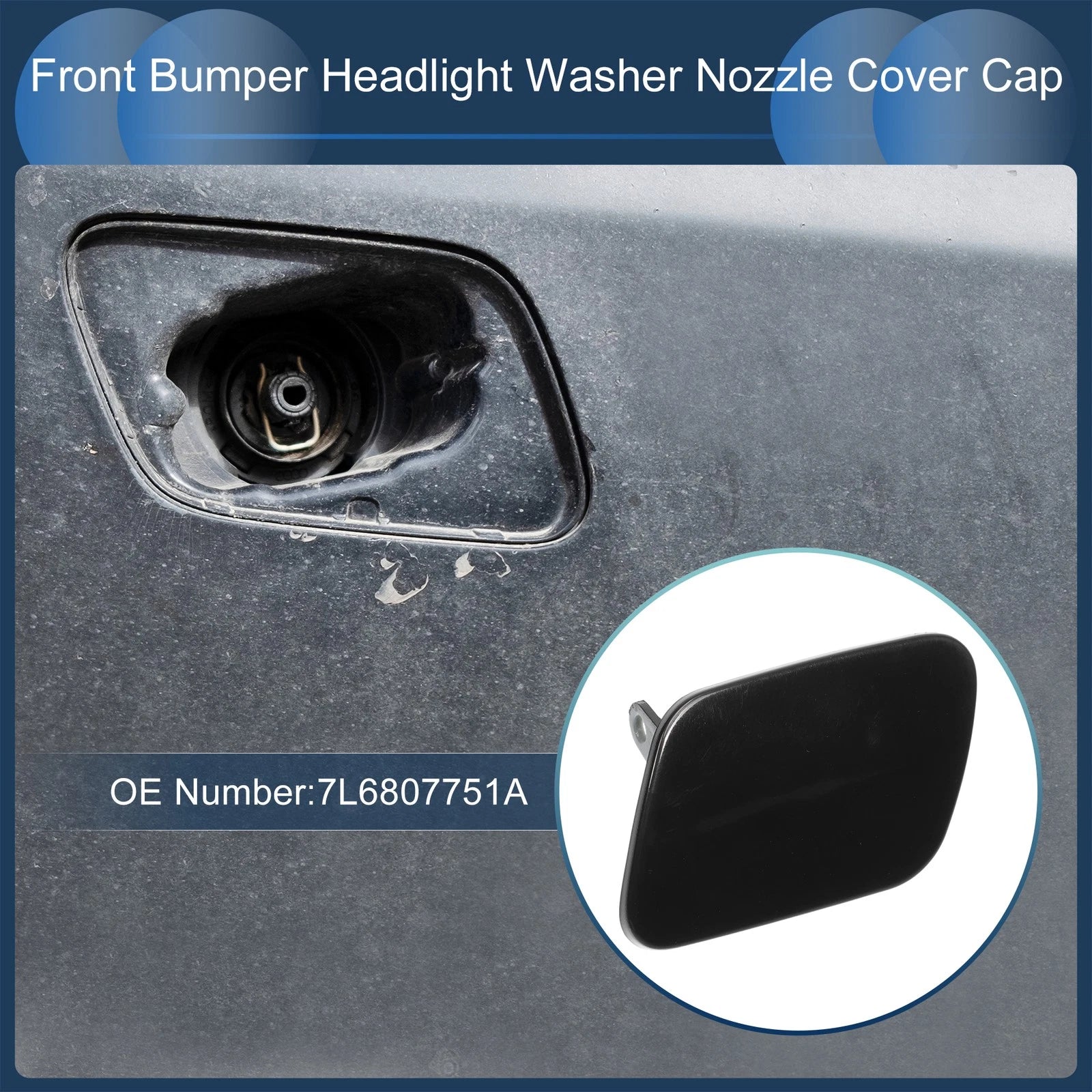 Front Left Washer Nozzle Cover Cap Replacement for Volkswagen Touareg 7L (2002–2006)