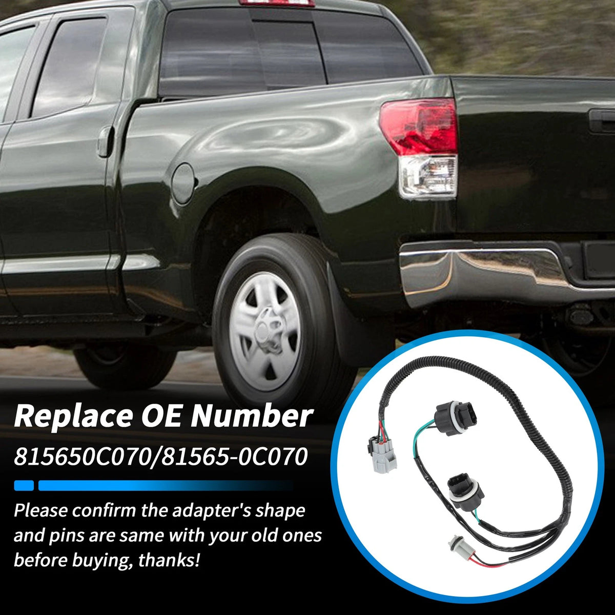 Left Tail Light Socket Wiring Harness Replacement for Toyota Tundra (2007–2014)