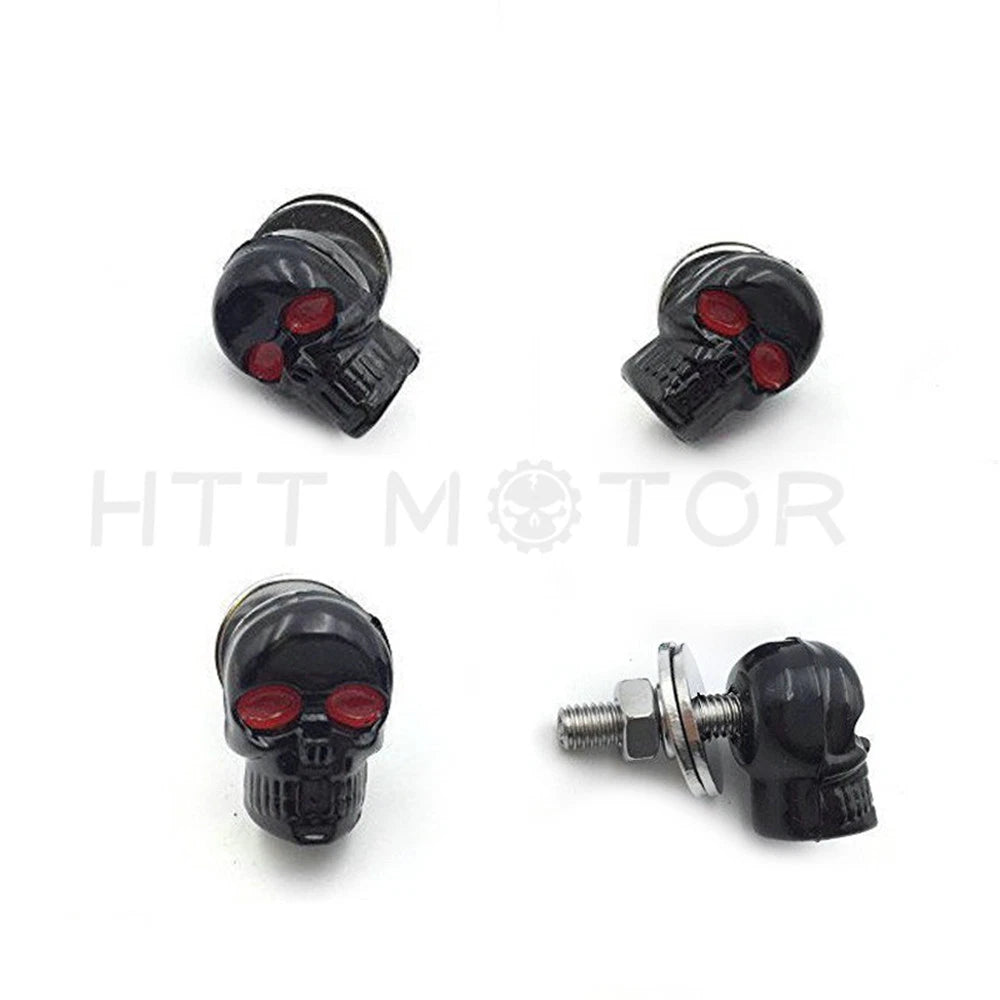 4x Skull License Plate Windshield Frame Bolts for Motorcycle (Universal)