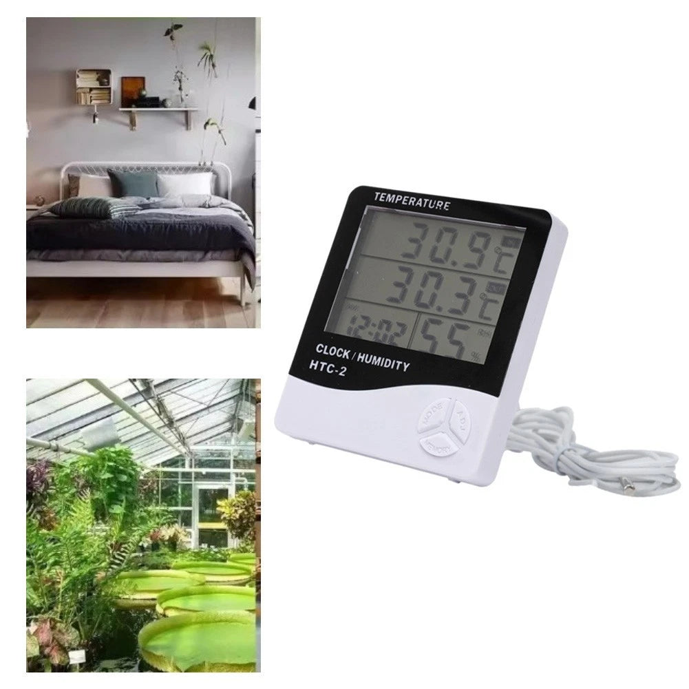 Digital Thermometer Hygrometer with Calendar Clock and Alarm for Home Use