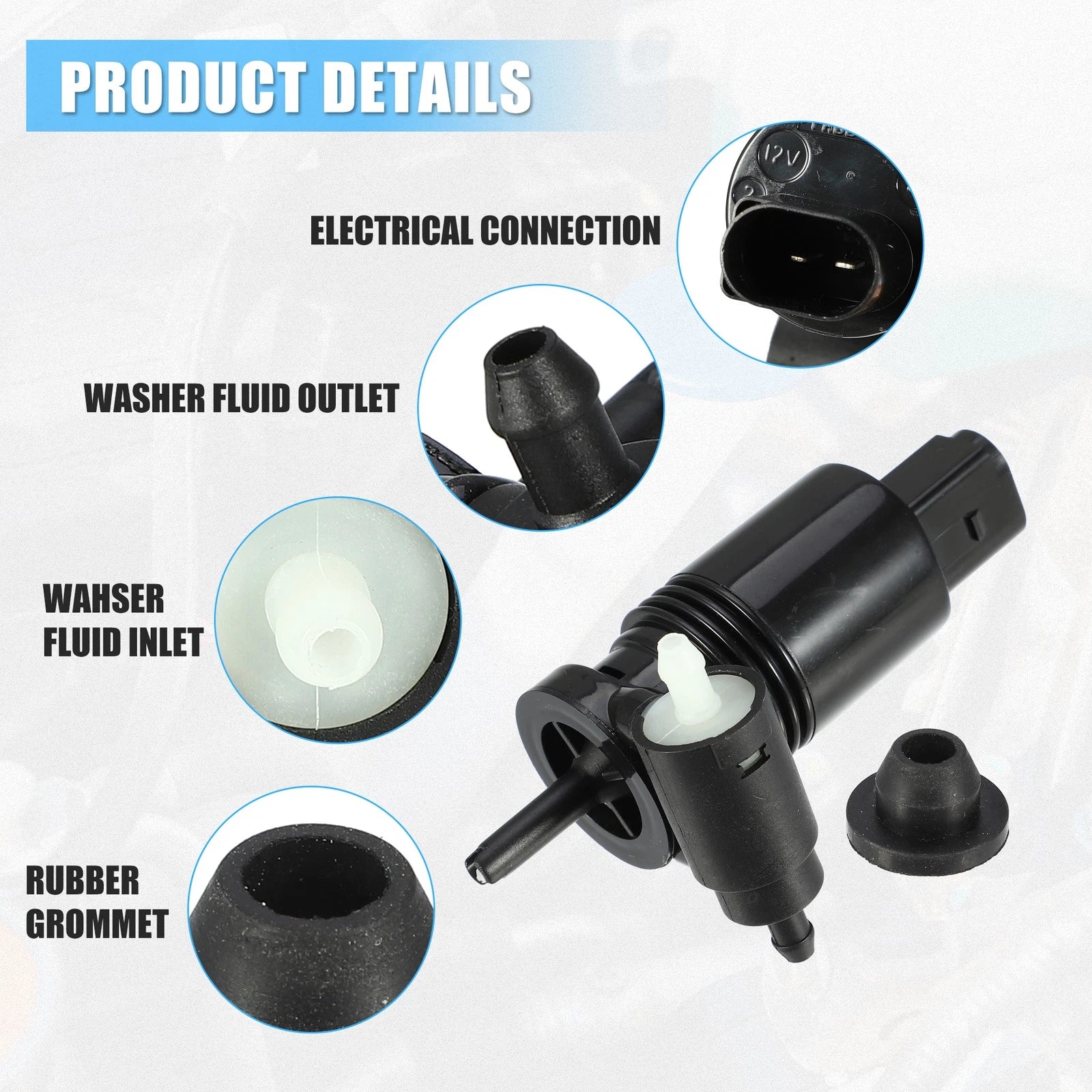 Windshield Washer Motor Pump Replacement for Mercedes-Benz GL320 (2007–2008)