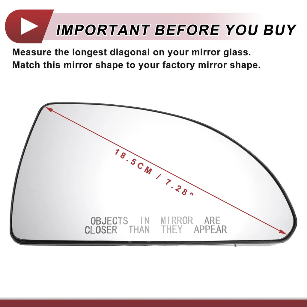 Right Passenger Side Mirror Glass Non Heated Replacement for Chevrolet Impala (2005–2016)